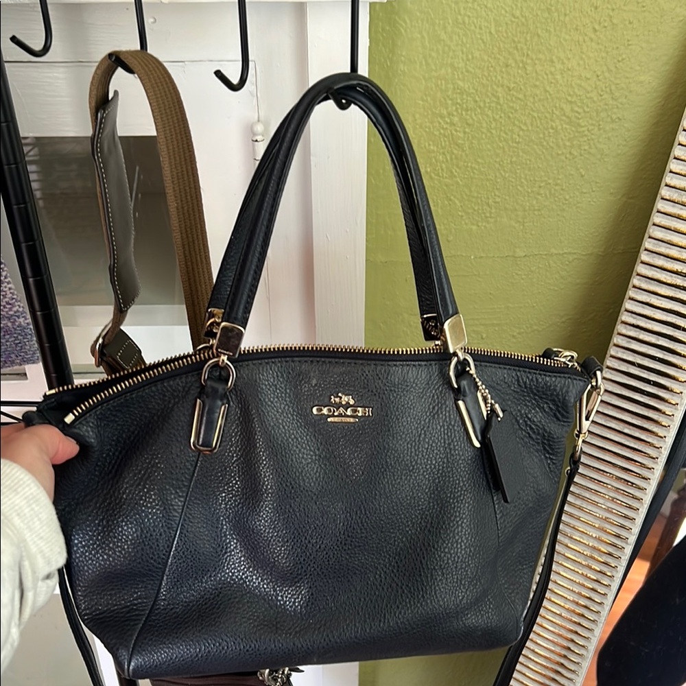 Coach Navy Blue Leather Tote Bag small